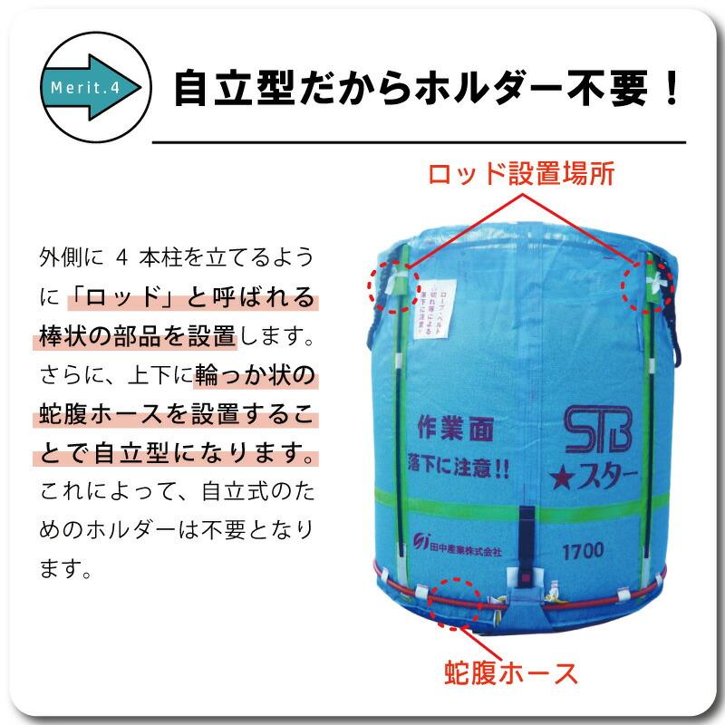1個 スタンドバッグスター 1700L 1t 一般乾燥機向け 自立式 メッシュ