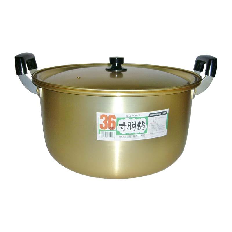 本蓚酸 アルマイト 寸胴鍋 36cm 前川金属 宝こづち印 両手鍋 アルミ鍋 金TD | 