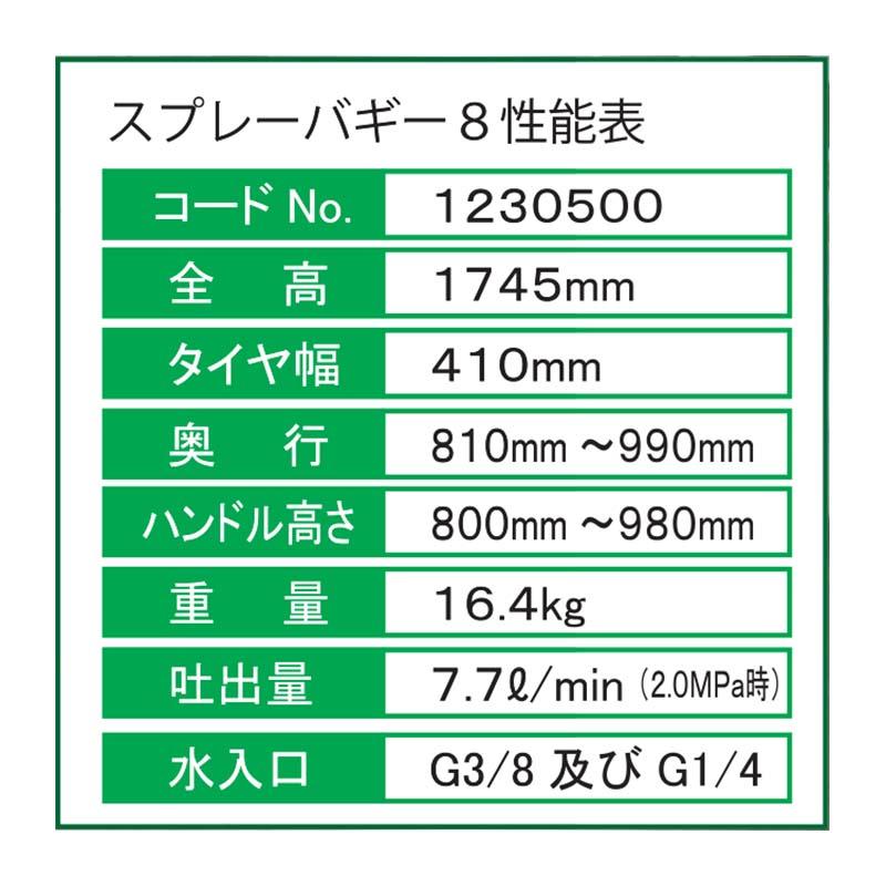スプレーバギー8 (エイト) 1230500 永田製作所 大型四輪タイプ G3/8 or G1/4 噴霧器 肥料散布 ナガタ 受注生産品 防J 代引不可 個人宅配送不可 |  | 03