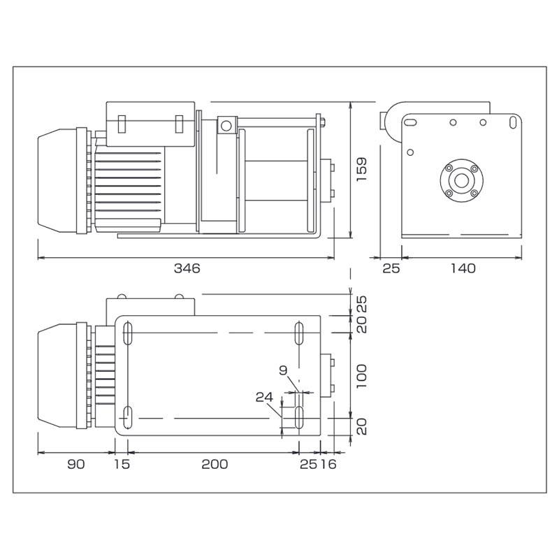 スリーエッチ 電動ウインチ ECW100 定格荷重100kg 単相100V ワイヤー長10m 巻取速度12 m/分 電動機250W HHH 代引不可 |  | 01