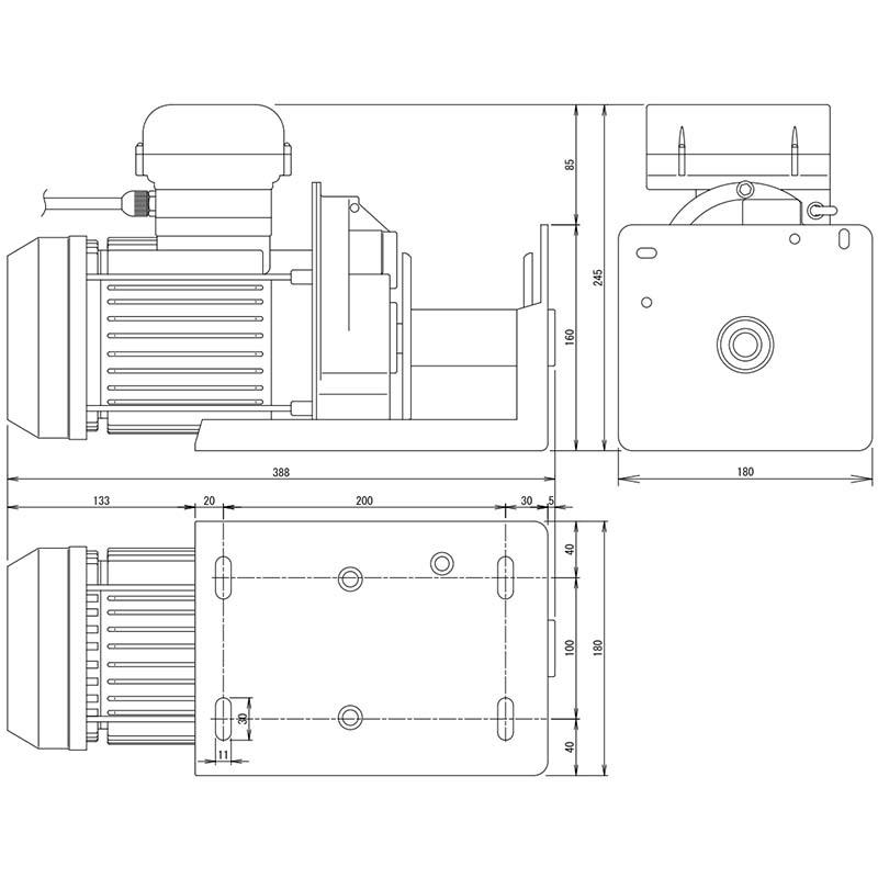 スリーエッチ 電動ウインチ ECW200 定格荷重200kg 単相100V ワイヤー長10m 巻取速度10 m/分 電動機500W HHH 代引不可 |  | 01