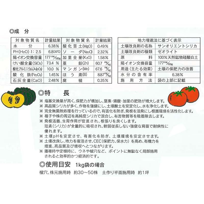 25個 野菜シリカ 1kg 連作障害抑止 土壌改良材 地力復活 有機栽培 培養土 サングリーンオリエント タS D |  | 02