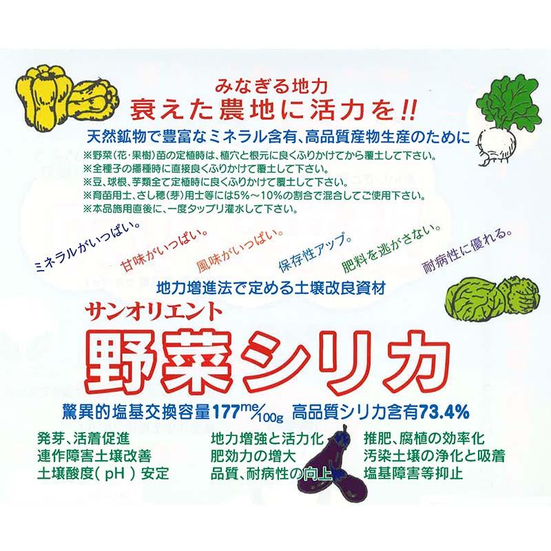 3個 野菜シリカ 10kg 連作障害抑止 土壌改良材 地力復活 有機栽培 培養土 サングリーンオリエント タS D |  | 01