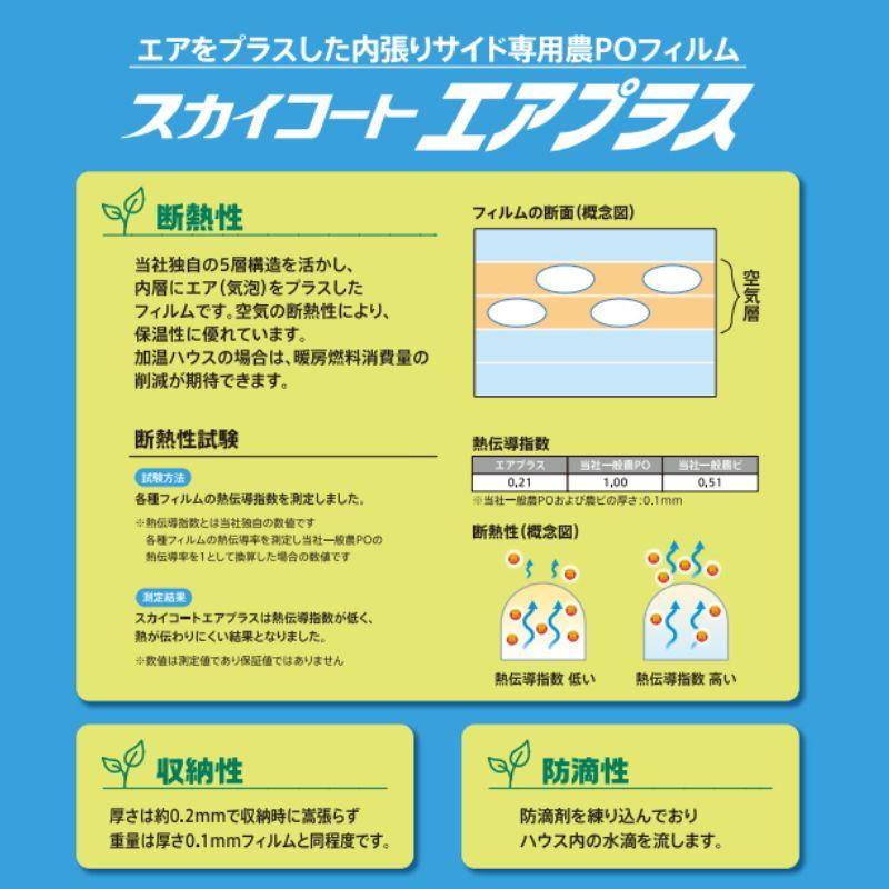 スカイコート エアプラス 厚み0.2mm 幅300cm 長さ100m 原反 内張り サイド 散乱光 防霧 防滴 高保湿 タキロンシーアイ サT 北海道不可 個人宅配送不可 代引不可 | タキロンシーアイ | 01