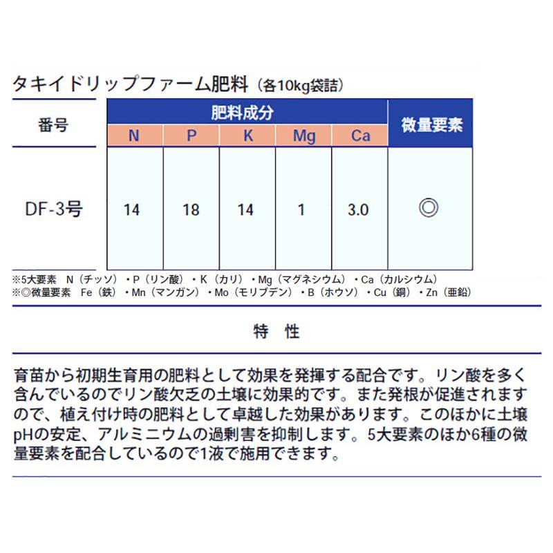 10袋 ドリップファーム DF-3号 MHP988 10kg 前半施肥用 初期生育用 育苗 肥料 発根 促進 根付け タキイ種苗 北海道不可 代引不可 |  | 01