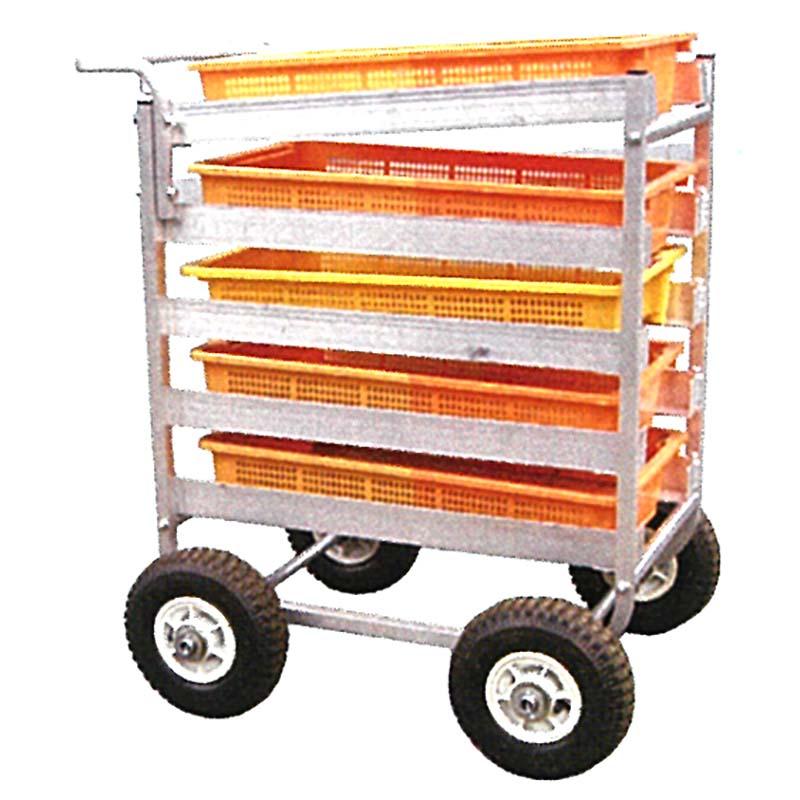 楽カーII エア入りタイヤ仕様 高設ベンチ栽培用 収穫台車 槍木産業 うつぎ産業 サT 代引不可 | 