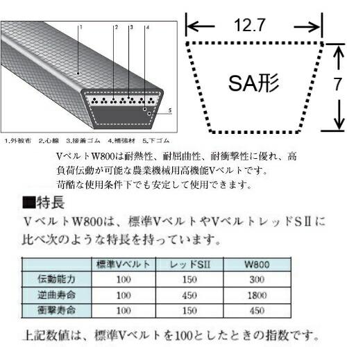 バンドー化学 農機用スーパー Vベルト W800 SA形 呼びサイズ31〜35 シBD |  | 01