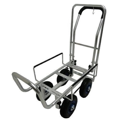 四輪アルミキャリー スライド式 (ノーパンクタイヤ) ブレーキ付 AKB-43NPU コンテナ2個積み アルミス 代引不可 | 