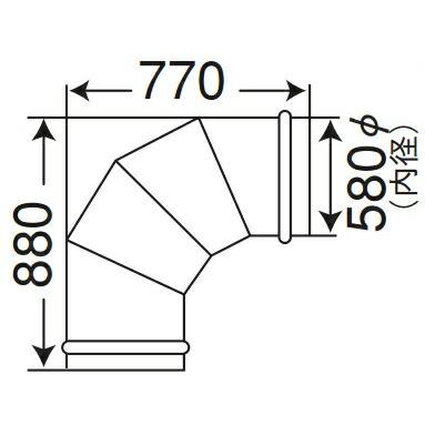 乾燥機用 直径 排塵90度エルボ 大島農機用 直径 580×H880×W770mm HワD |  | 01