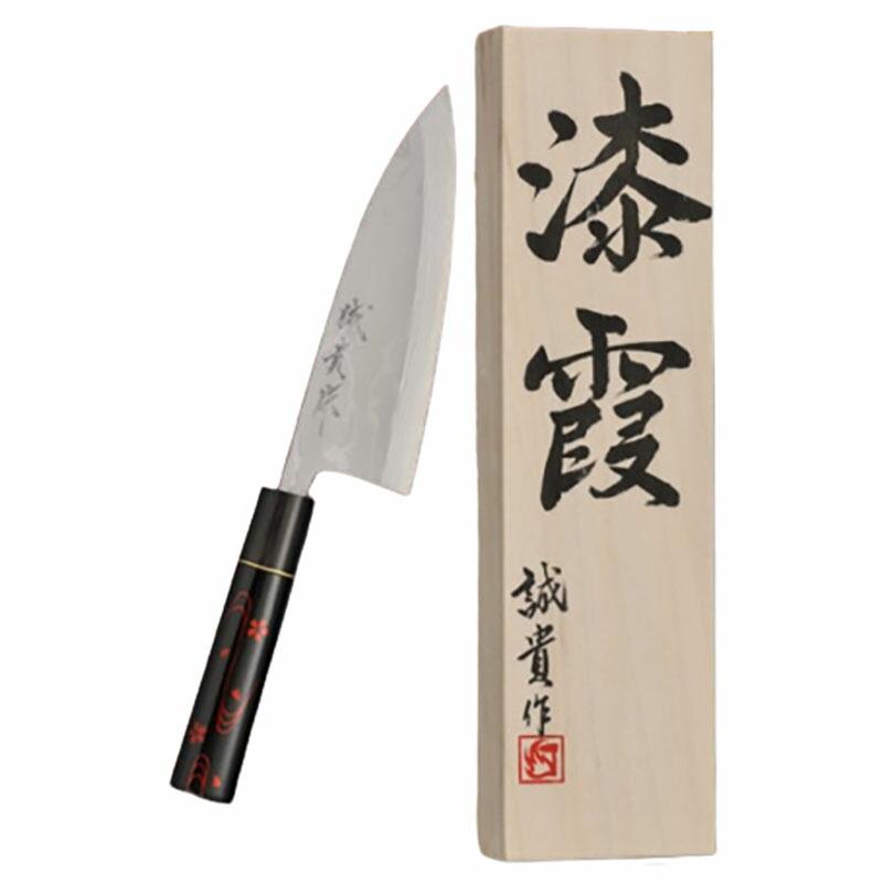 田中一之刃物製作所 みきかじや村 漆霞『花びら』青紙積層鋼 出刃 包丁5.5寸 No.TS022 165mm 三冨D |  | 01