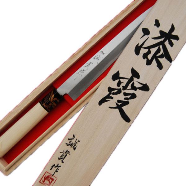 田中一之刃物製作所 みきかじや村 蒔絵『金鳳凰』青紙鋼カスミ仕上 柳刃 包丁8寸 No.TS067 240mm 三冨D |  | 03