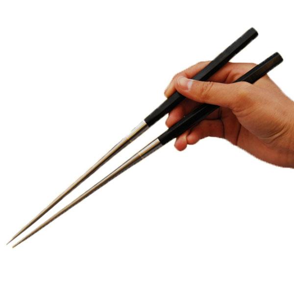 金口製作所 みきかじや村 純チタン黒合板六角柄盛箸 紙箱入り No.TS093 135mm 三冨D |  | 01