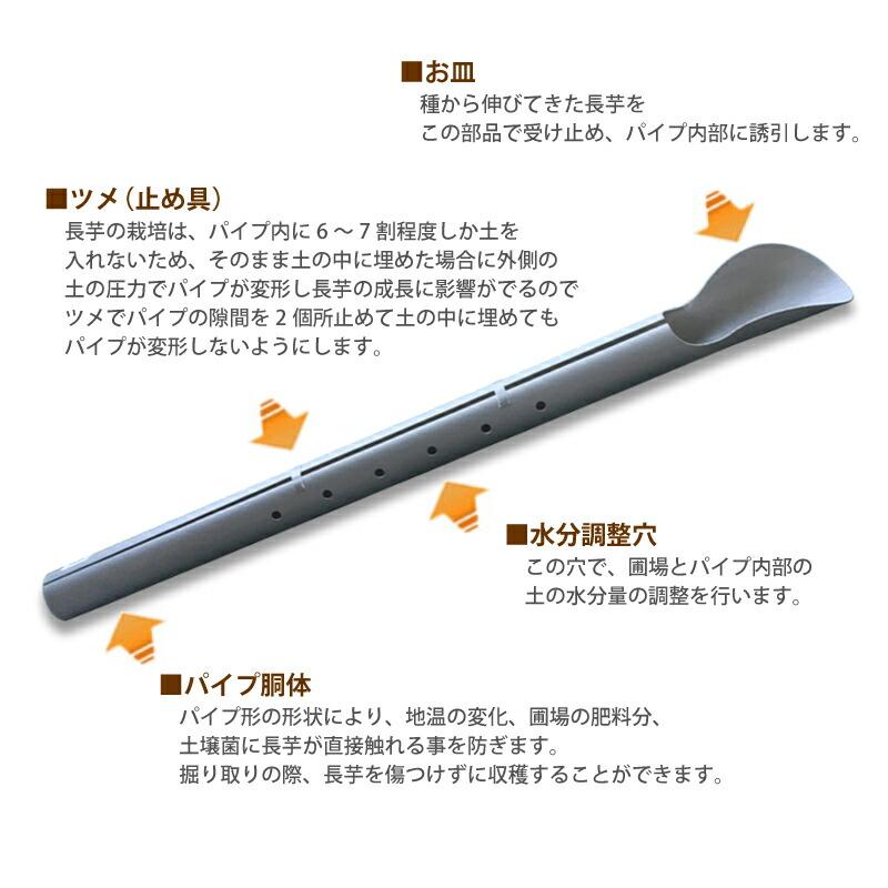 繰り返し使える 10本 クレバーパイプ 長芋用 ツメ付 105cm 連作可能 長芋栽培器 長芋 長いも ながいも ナガイモ 栽培 畑 家庭菜園 政田自然農園 タS DZ |  | 01