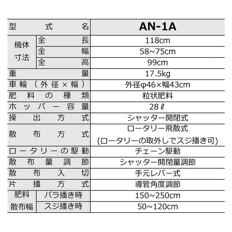 追肥機 (ロータリー式) ゴム車輪 AN-1A みのる産業 農機具 畑 農業 農園 農家 園芸 ガーデニングシB D | みのる産業 | 01
