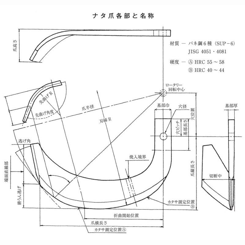 国産 トラクター ナタ爪 スズエ 黒 No.6-22 TG7 TG8 26本 駆動S RS1100 S360 RS1101 M1301 M1502 シB D | 東亜重工 | 08