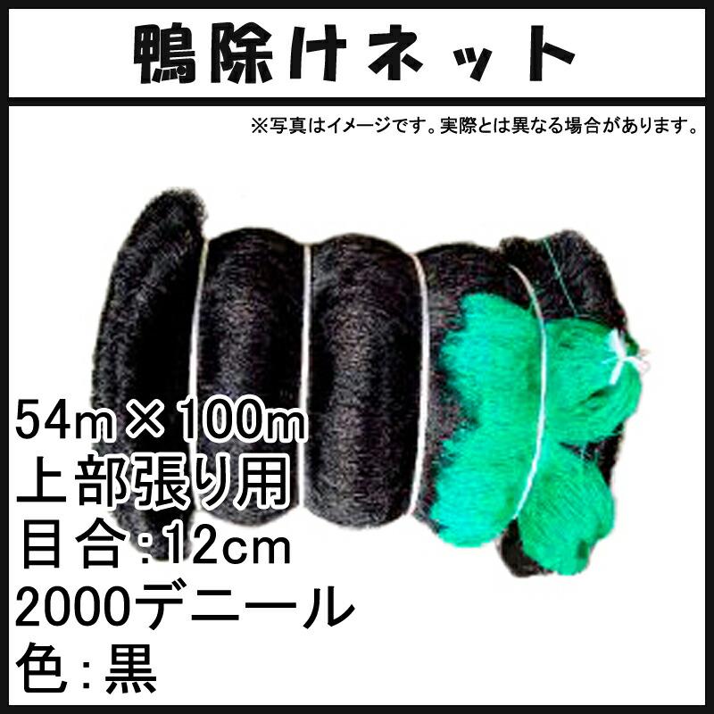 鴨避けネット 上部張り用 54m×100m 12cm 目合 2000デニール 黒 防鳥ネット 小商 北海道不可 代引不可 |  | 01