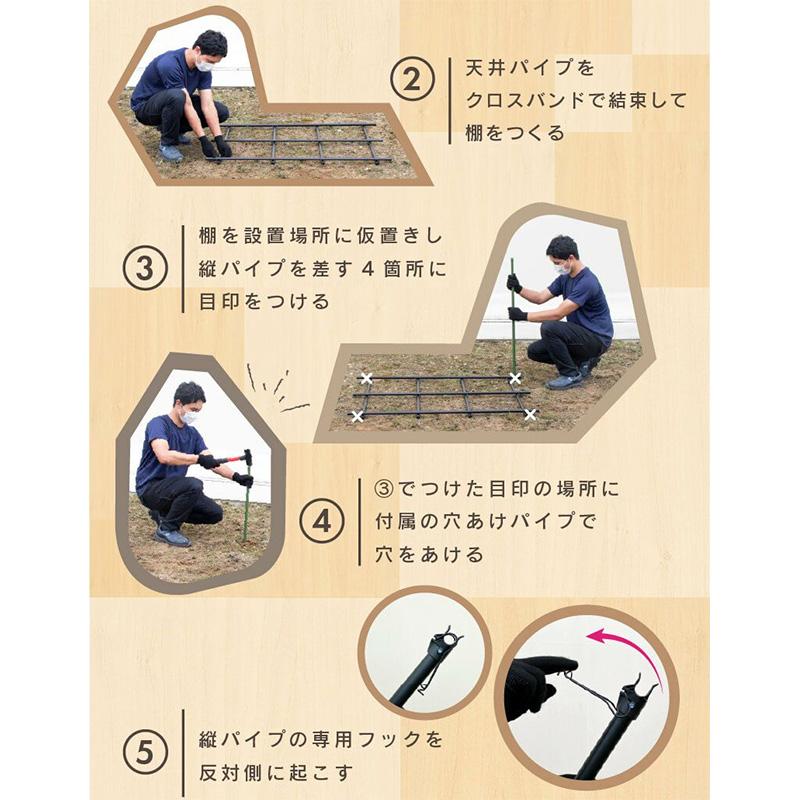 くだもの棚セット KT-M 幅120cm×奥行180cm 第一ビニール 藤棚 バーゴラ ぶどう棚 第B DZ |  | 07