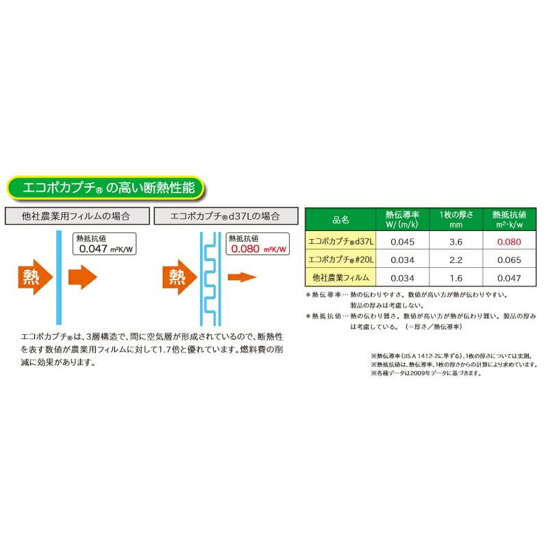 エコポカプチ d37L 幅2000mm×50m 2本入 ビニールハウス内張り保温シート 川上産業 受注生産品 カ施 個人宅配送不可 代引不可 |  | 04