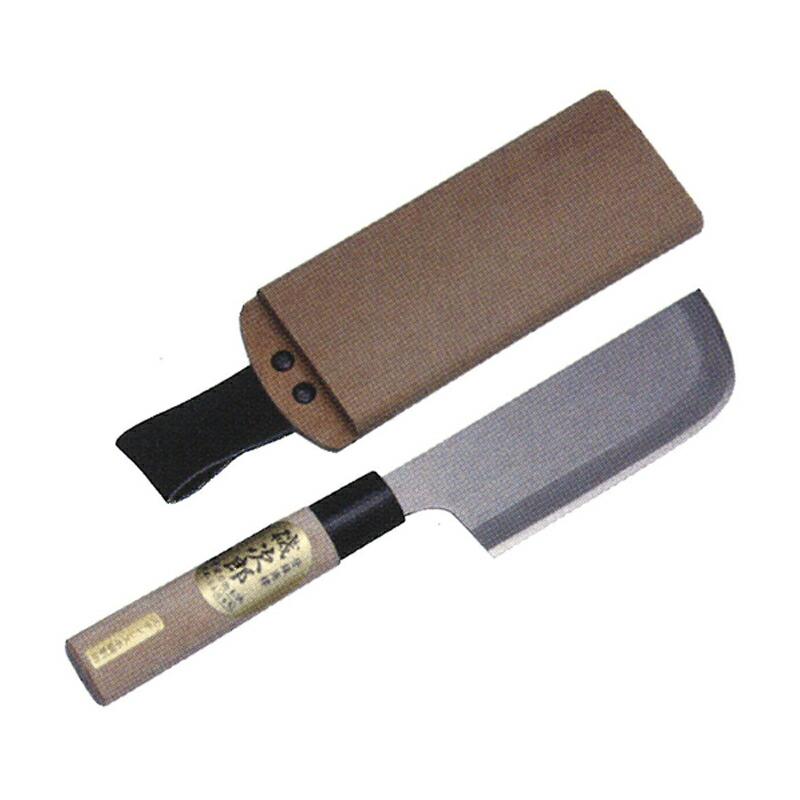 磯次郎 ステンレス割込両刃収穫包丁 (安来白鋼) 木サヤ入り 全長390mm 刃長135mm DK-691 ドウカン 道灌 三冨D | 