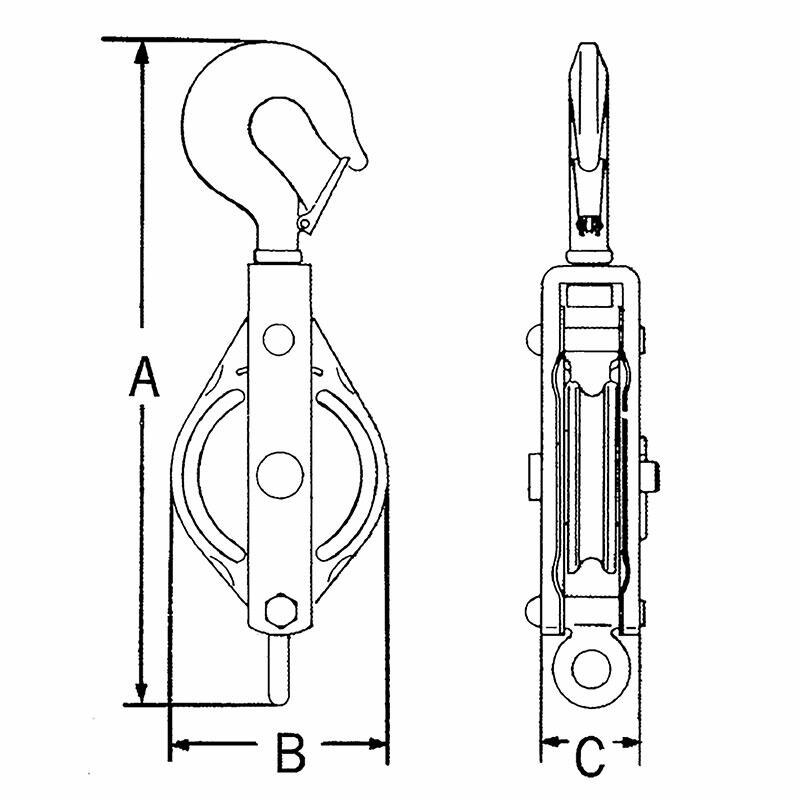 ステンレス滑車 ステンレス豆ブロック 型式 18×1MS 車径 18 mm 使用荷重 15 kg 全長A 64 mm 横巾B 23 mm 厚さC 16 mm 溝巾 6 mm スリーエッチ HHH 代引不可 |  | 01
