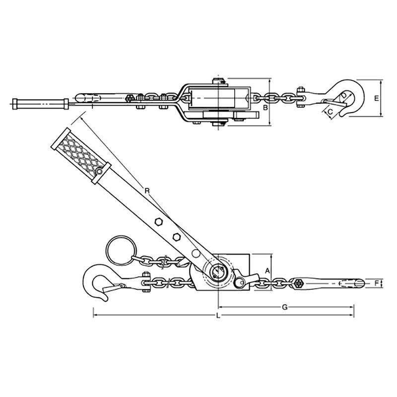 ワイヤー荷締機 CN1使用荷重 1 ton 調整代L MIN390 MAX1280 mm チェーン径 6 mm チェーン長さ m スリーエッチ HHH 代引不可 |  | 01