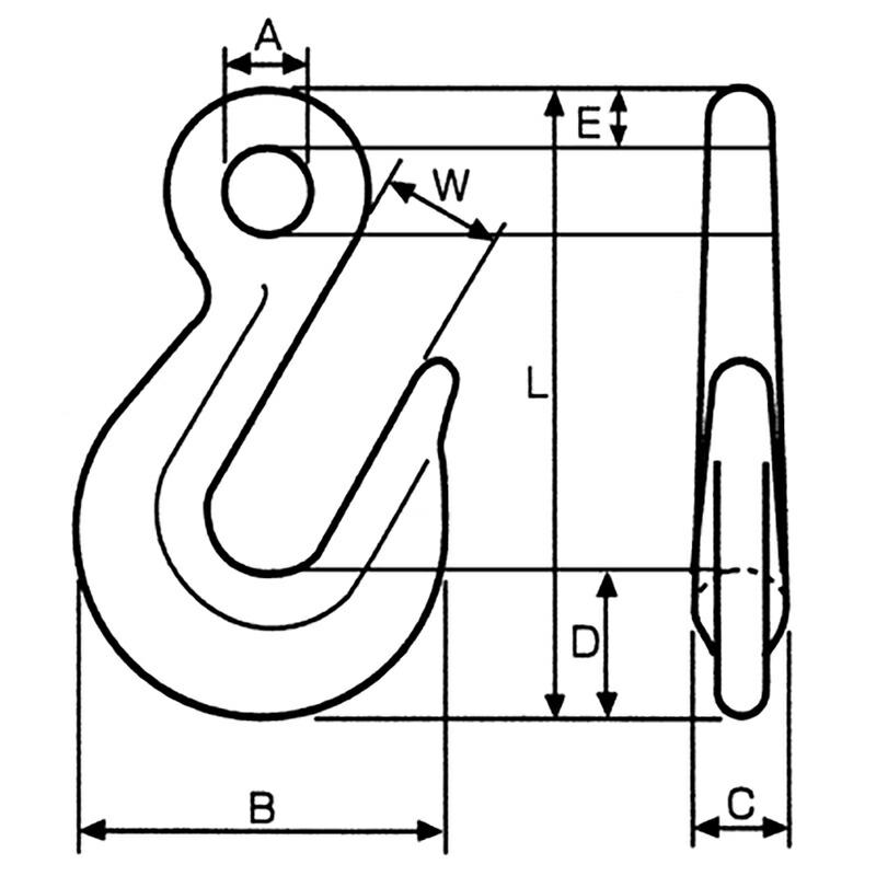荷締機付属品 荷締機取替アイ フック NH-700 中型荷締機用 アイフック A 10 mm B 52 mm C 11 mm D 18 mm E 8 mm スリーエッチ HHH 代引不可 |  | 01