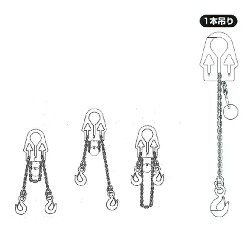 アジャスタブルチェーンスリング ACS3-S 一本吊り 有効荷重3t チェーン有効長1.5m 長さ調整可能 偏荷重吊りOK スリーエッチ HHH 代引不可 | 