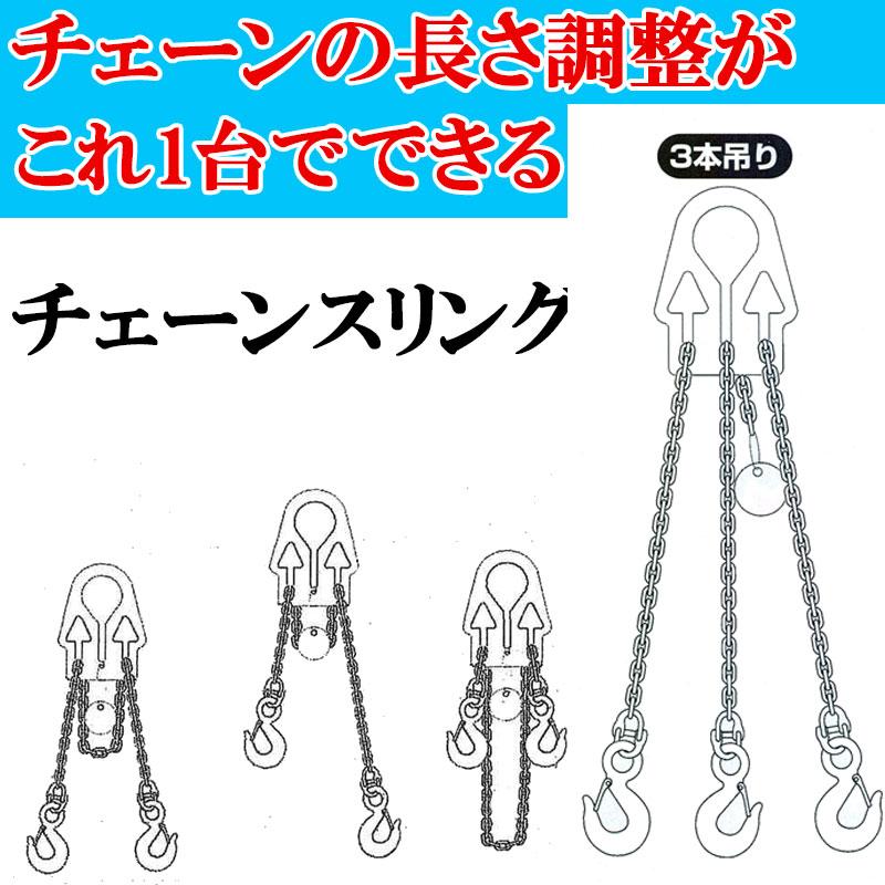 アジャスタブルチェーンスリング ACS0.95-T 3本吊り 有効荷重950kg チェーン有効長1.5m 長さ調整可能 偏荷重吊りOK スリーエッチ HHH 代引不可 |  | 01