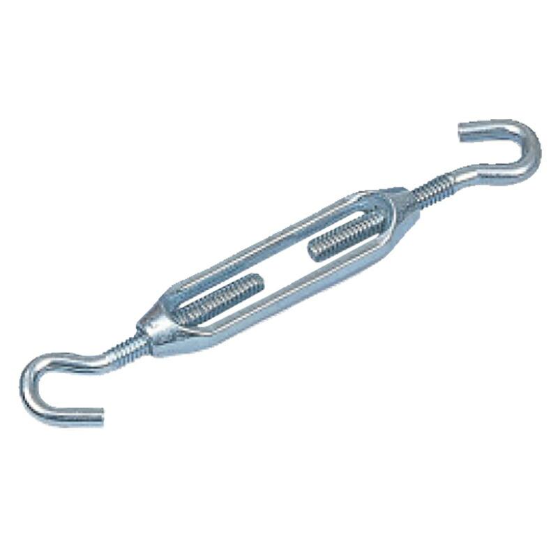 ロープ付属金具 ダイカスト ターンバックル 両フック(白) 電気メッキ DT DT8 ねじの径 W5/16 枠長 95 mm 全長 MIN-MAX 155-220 mm スリーエッチ HHH 代引不可 | 