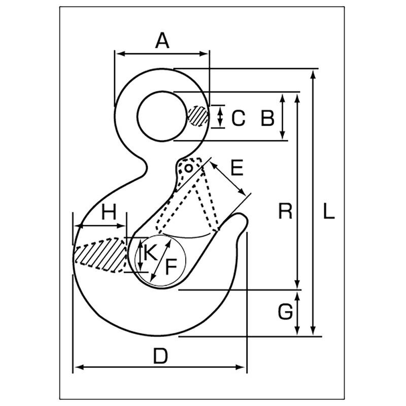 吊具 アイフック EX (ラッチなし) EX0.5 使用荷重 0.5 t 材質 SS400 破断荷重 2.5 t フック スリーエッチ HHH 代引不可 |  | 01