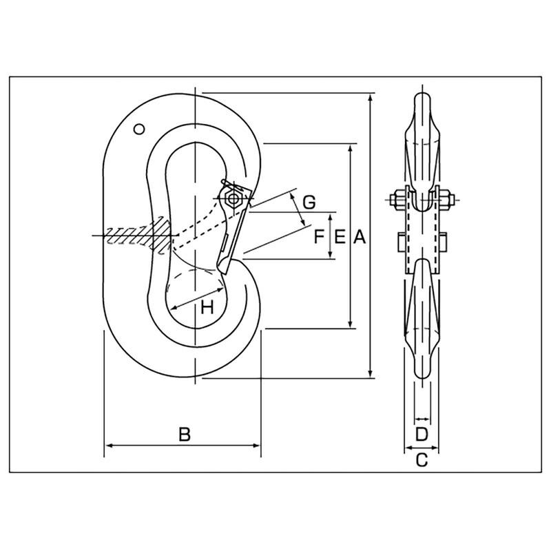 吊具 Cカン CL 万能 フック CL0.5 使用荷重 0.5 ton A 100 mm B 50 mm C 10 mm D 5 mm E 70 mm スリーエッチ HHH 代引不可 |  | 01