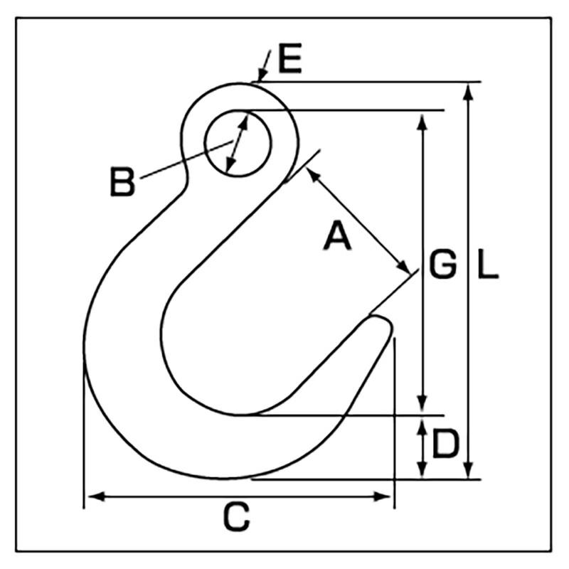 吊具 ファンドリー フック FH(ラッチなし) FH3 使用荷重 3 ton A 76 mm B 32 mm C 149 mm D 41 mm E 14 mm スリーエッチ HHH 代引不可 |  | 01