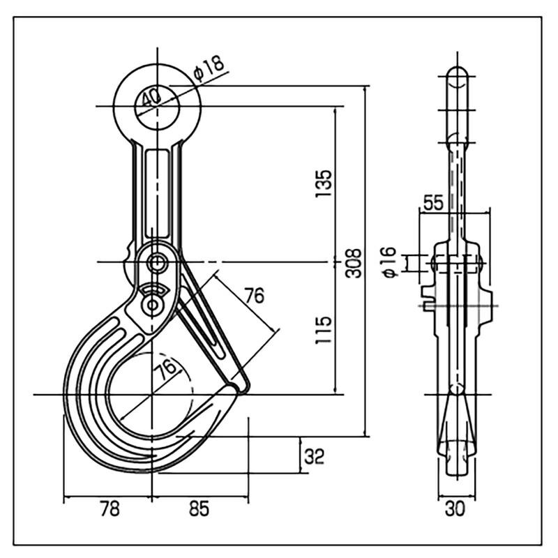 吊具ラッチロック 式 フック LL3ton 使用荷重 3 ton 全長 358 mm スリーエッチ HHH 代引不可 |  | 01