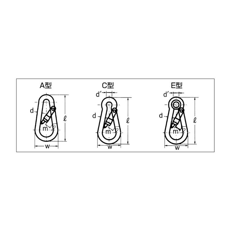 10個 吊具 カラビナハーケン KS8E ステンレス d線径 8 mm l 80 w 10個 吊具 カラビナハーケン KS8E ステンレス d線径 8 mm l 80 w