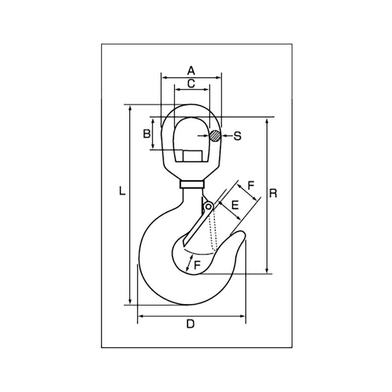 吊具 スイベルフック YHS YHS0.5 使用荷重 500 kg 破断荷重 2.5 t A 50 mm B 23 mm C 30 mm スリーエッチ HHH 代引不可 |  | 01