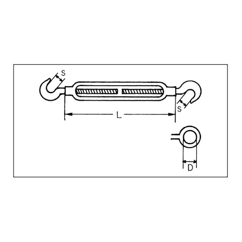 吊具 ターンバックル 両オーフ型 TBSO8 ネジ径 8 使用荷重 300 kg L 120 mm S 14 mm スリーエッチ HHH 代引不可 |  | 01