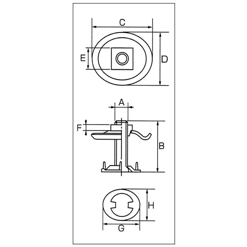 50組 ベルト金具 コンベアーオーバル スチール O1/2×45 バケット取付用にも最適 ネジ径A W1/2 B 45 mm C 69 mm D 62 mm スリーエッチ HHH 代引不可 |  | 01