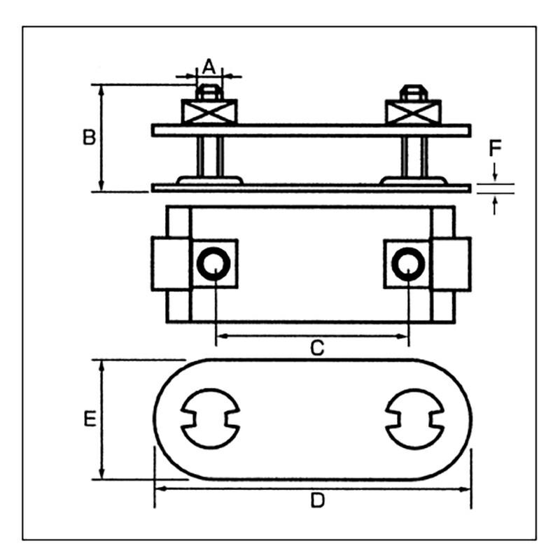 ベルト金具 H型オーバル座金 HO10×40 ネジ径A M10 mm B 40 mm C 70 mm D 110 mm E 40 mm スリーエッチ HHH 代引不可 |  | 01