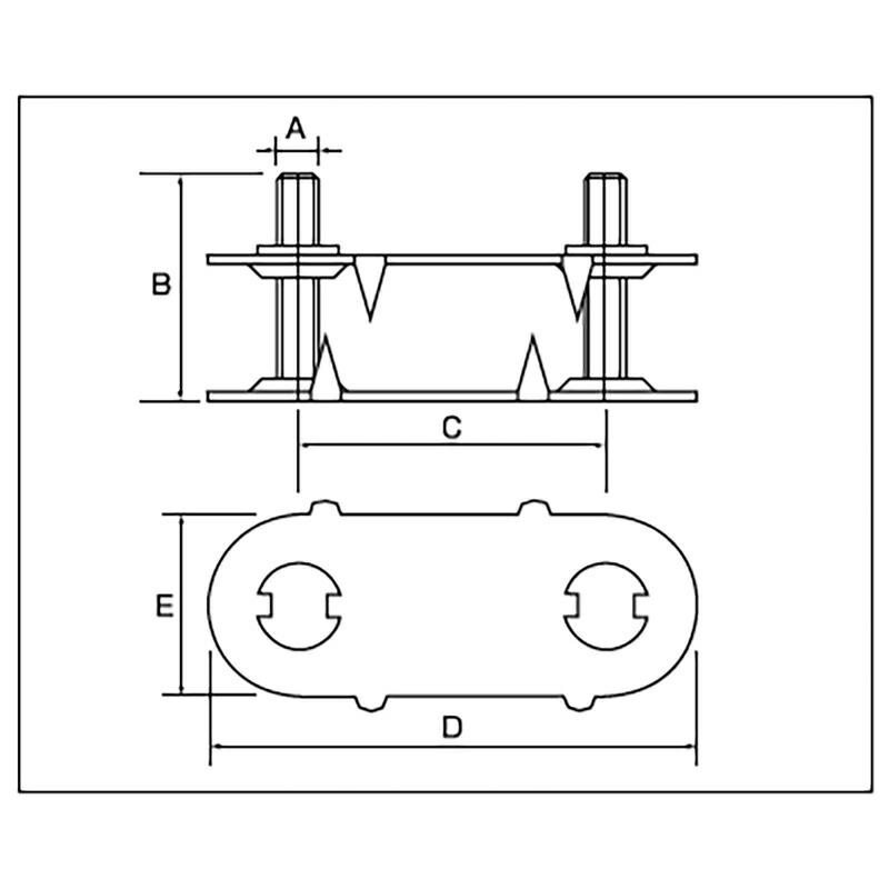 35個 ベルト金具 フレキシコ型コンベアーレーシング F2.5 No.2 1/2 A(ネジ径) W3/8 B 50 mm C 70 mm D 108 mm スリーエッチ HHH 代引不可 |  | 01