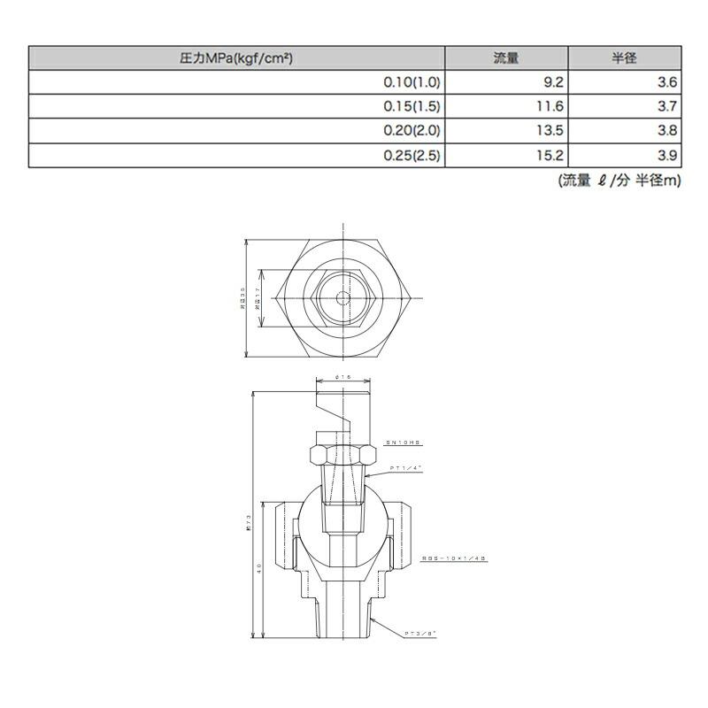 高耐久 金属 農業用 緑化用 産業用 散水ノズル スプレーノズル 180度 RBS付 SN-10HS-RBS 口径 3/8PT ヤンマーアグリジャパン 防J 個人宅配送不可 代引不可 |  | 01