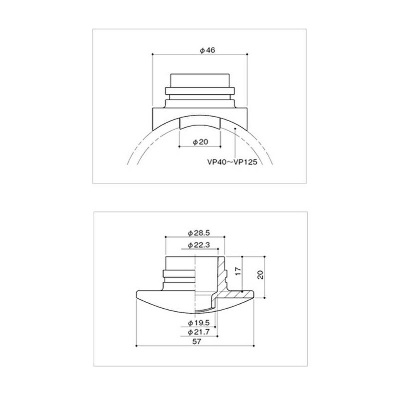 消雪パイプ 消雪ノズル 作業効率UP 接着だけの簡単施工 塩ビ 接着式 ソケット AKS-2-125 ツノ管接続用 サイズ VP125 浅野金属工業 アMD |  | 03