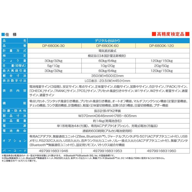 デジタル 台はかり DP-6800K-120 検定品 大和製衡 ヤマト 高K D |  | 04