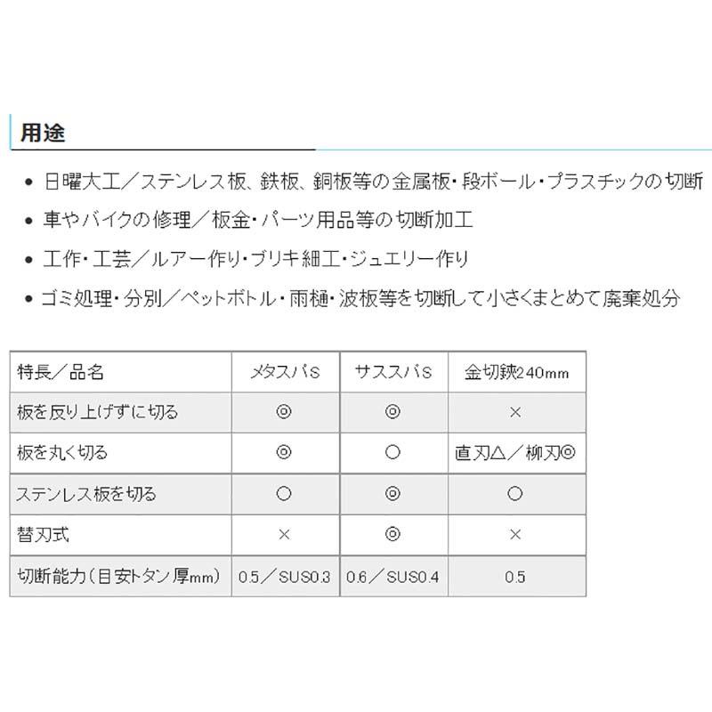 メタスパ S 250mm 431 万能 金切狭 ハサミ はさみ 金鹿工具製作所 H |  | 02