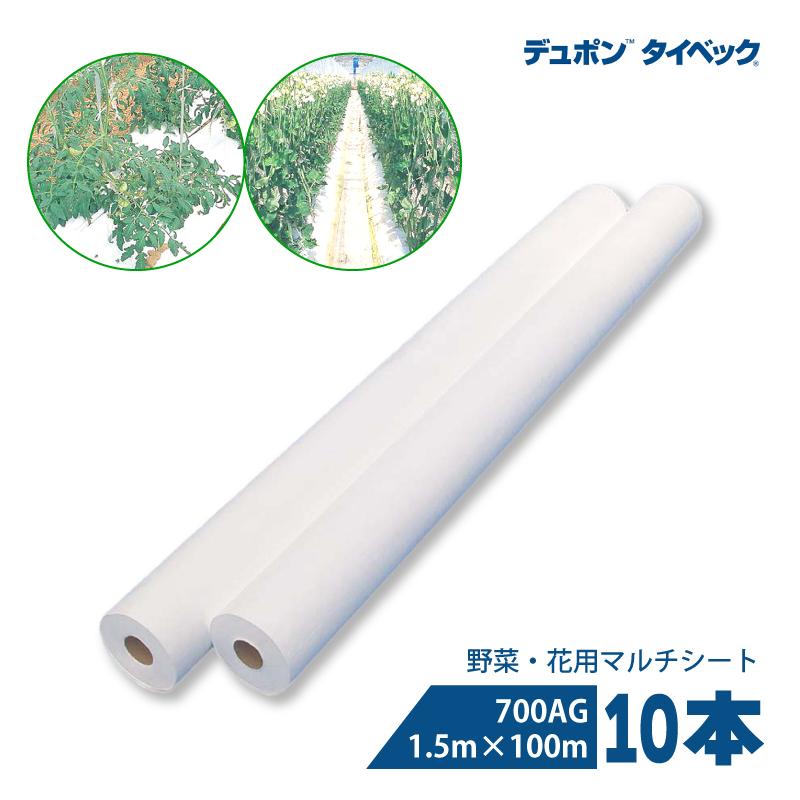 10本 タイベック マルチ 700AG 1.5m×100m 白 農業用マルチ 野菜 フルーツ 花卉 遮熱性 通気性 透湿性 アザミウマ対策 農業資材 カ施 個人宅配送不可 代引不可 | 