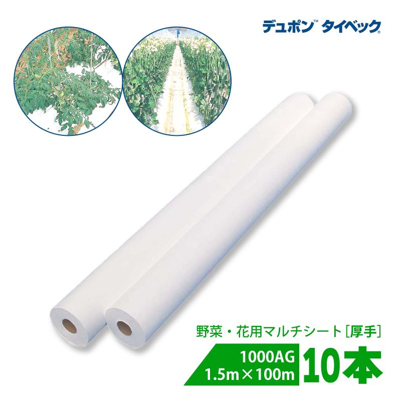 10本 タイベック マルチ 1000AG (厚手) 1.5m×100m 白 農業用 野菜 フルーツ 花卉 遮熱性 通気性 透湿性 アザミウマ対策 農業資材 カ施 個人宅配送不可 代引不可 | 