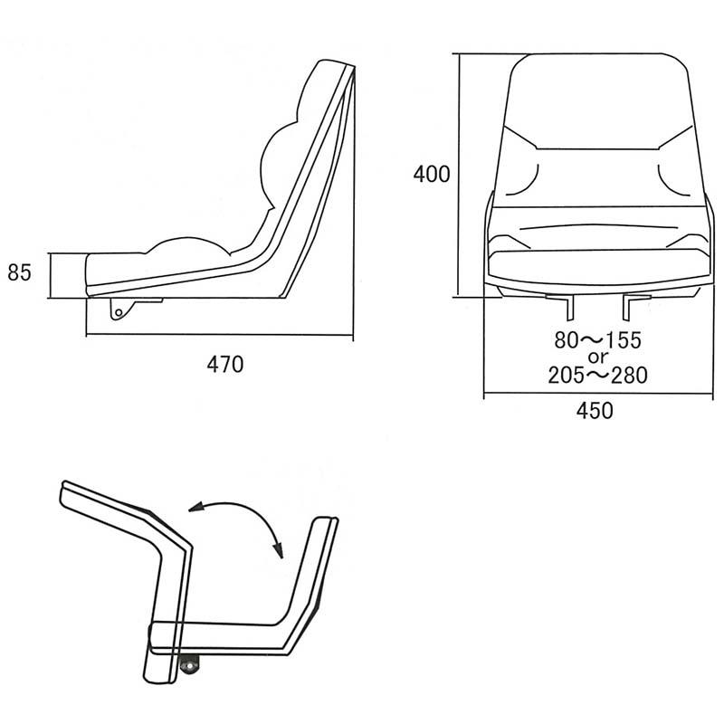 農業機械用 オペレーターシート 跳ね上げ式 ブラック ST1090SI トラクター ミニショベル フォークリフト KBL 代引不可 |  | 02