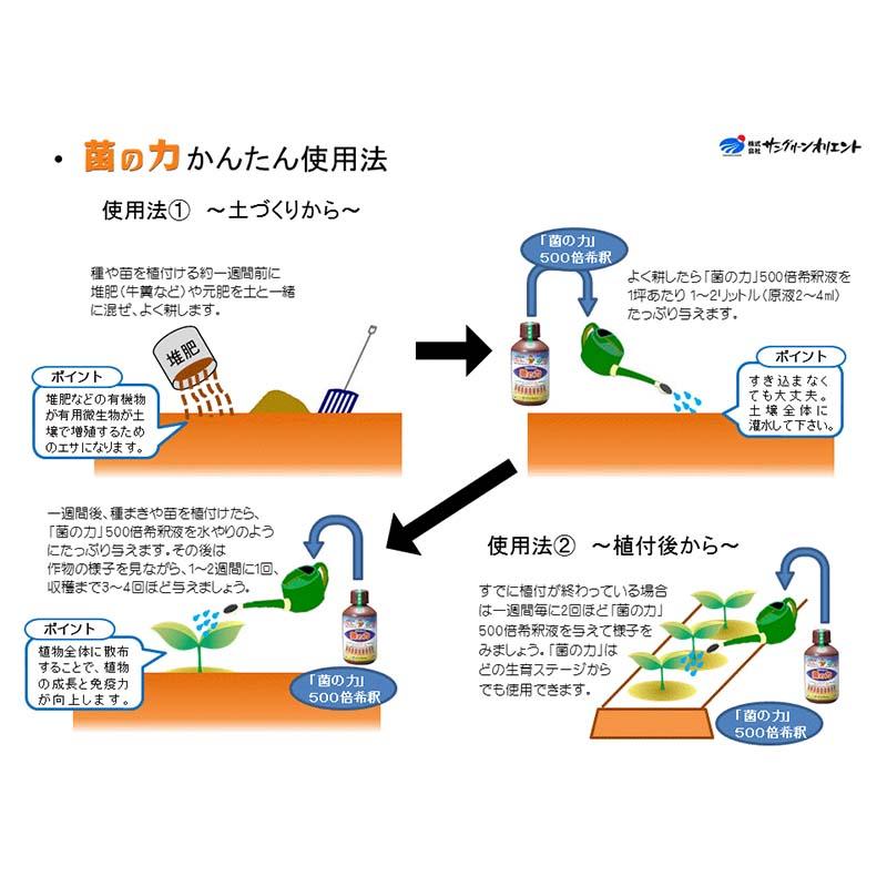 48本 菌の力 100ml 500倍希釈 土壌改善 成長促進 品質向上 サングリーンオリエント タS 代引不可 時間指定不可｜plusys｜04