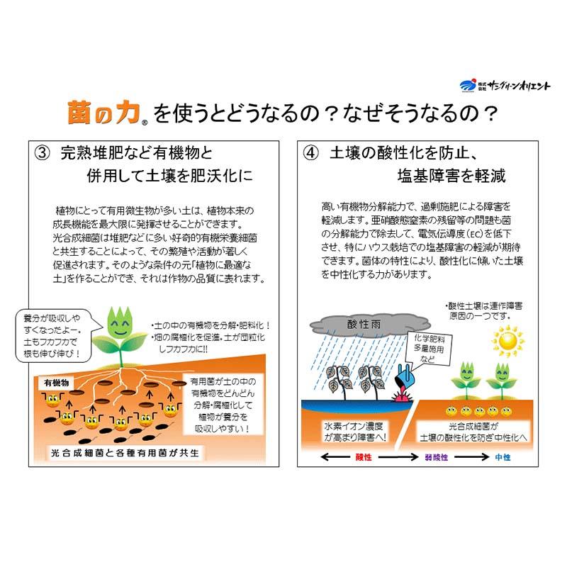 菌の力 20L 500倍希釈 土壌改善 成長促進 品質向上 サングリーンオリエント タS D |  | 02