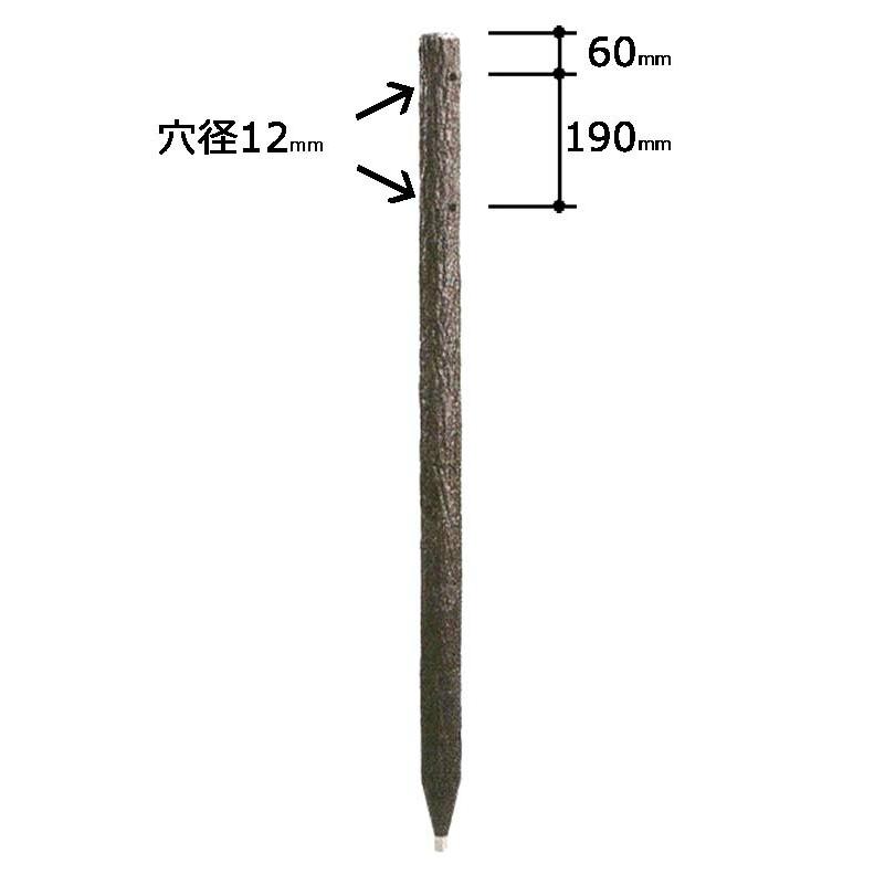 5本 擬木杭120 直径 60×1200mm 2穴付 樹脂製 擬木くい 杭 くい 支柱 園芸 ガーデニング 公園 造園 公共 工事 サンポリ 代引不可 北海道不可 個人宅配送不可 |  | 03