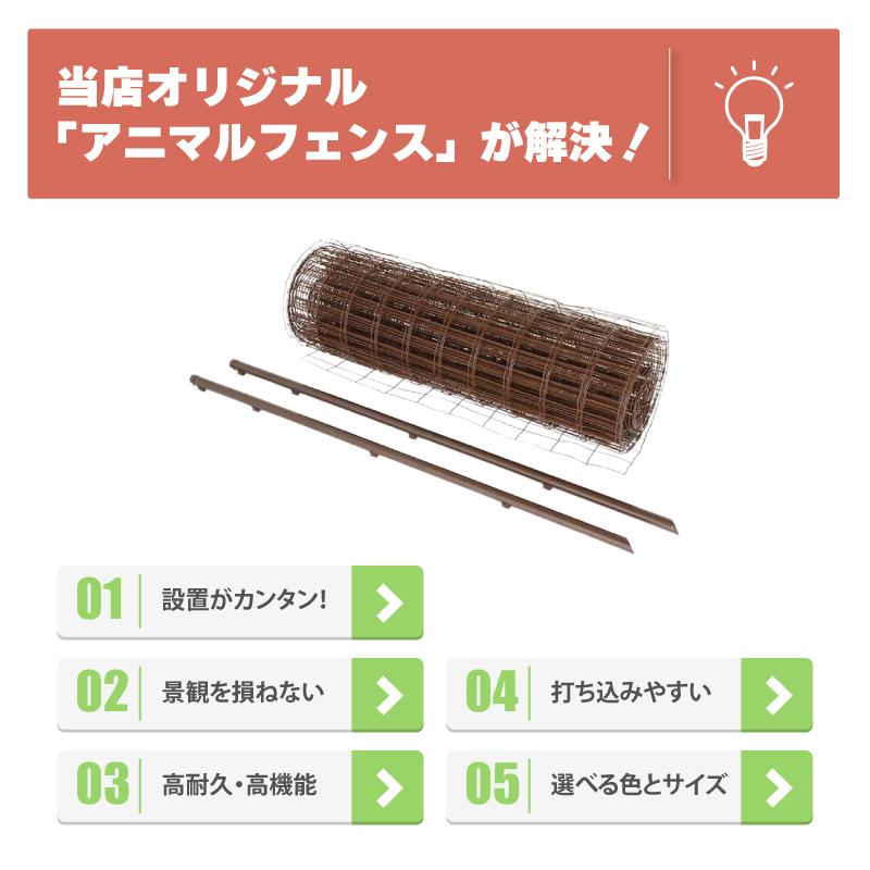 茶 アニマルフェンス セット 1.0×20m (フェンス1巻・支柱11本) ブラウン 害獣 防獣 イノシシ 猪 対策 太陽光発電 フェンス プラスワイズ シN 代引不可 BRF10 | SHINSEI | 02